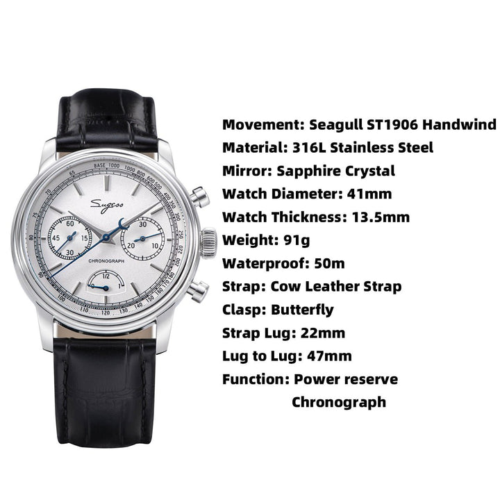 S 438 Chronograph mit Gangreserveanzeige, Seagul ST1906 - Bartels Watches
