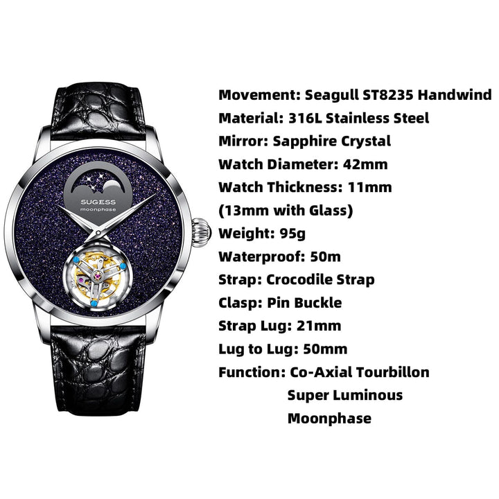 Sugess ST8235 Moon Phase Tourbillon Classic - Bartels Watches